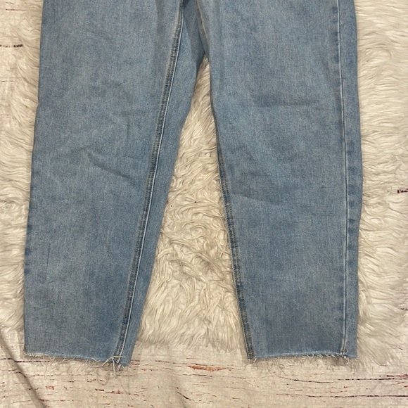 Oak + Fort Elastic Paperbag Raw Hem Straight Leg High Rise Jeans - Picture 9 of 14